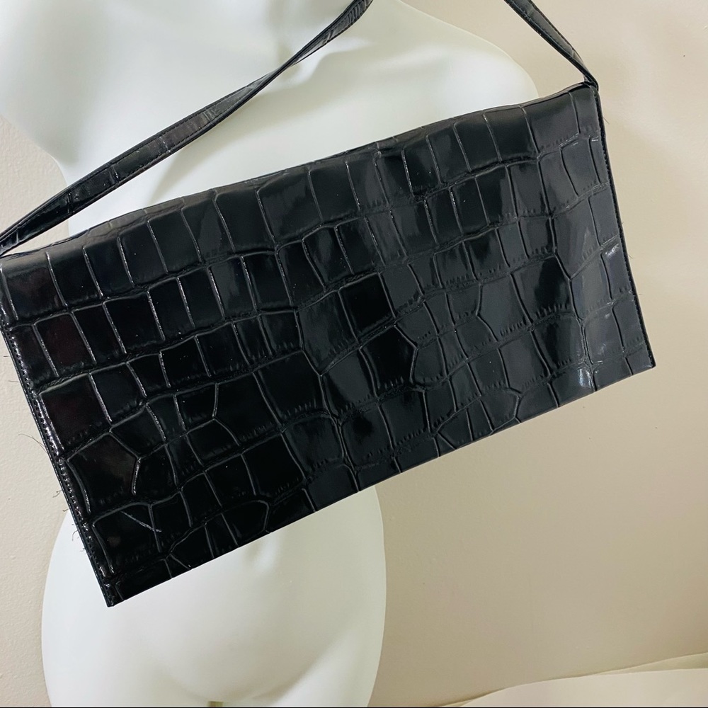 Black Snakeskin design large rectangular Purse